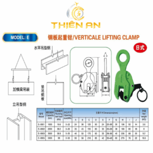 Kẹp Tôn Đứng Kawasaki 3 Tấn là thiết bị nâng hạ chuyên dụng dùng để kẹp và nâng thép tấm, inox tấm, bản mã hoặc các kết cấu kim loại theo phương thẳng đứng.