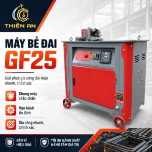 Máy bẻ đai sắt thép mạnh mẽ GF25 có phần khung máy được chế tạo chắc chắn, chịu lực tốt, giúp máy ổn định trong quá trình vận hành.