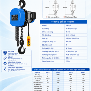 Pa lăng xích điện DHS 1Tx6m chính hãng – Giá tốt 9 Pa lăng xích điện DHS 1Tx6m
