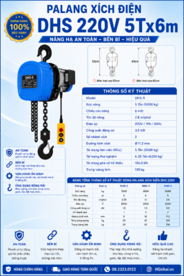 Pa lăng xích điện DHS 5Tx6m 11 Pa lăng xích điện DHS 5Tx6m