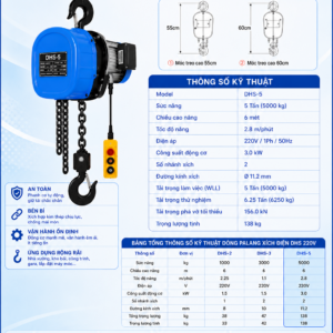Pa lăng xích điện DHS 5Tx6m 9 Pa lăng xích điện DHS 5Tx6m