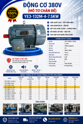 Mô Tơ Chân Đế YE-7.5KW | Động Cơ Điện 7.5KW 8 Mô Tơ Chân Đế 7.5KW
